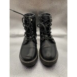 MIA Girls Black Lace-Up Zip Combat Comfort Ankle Boots Size 2